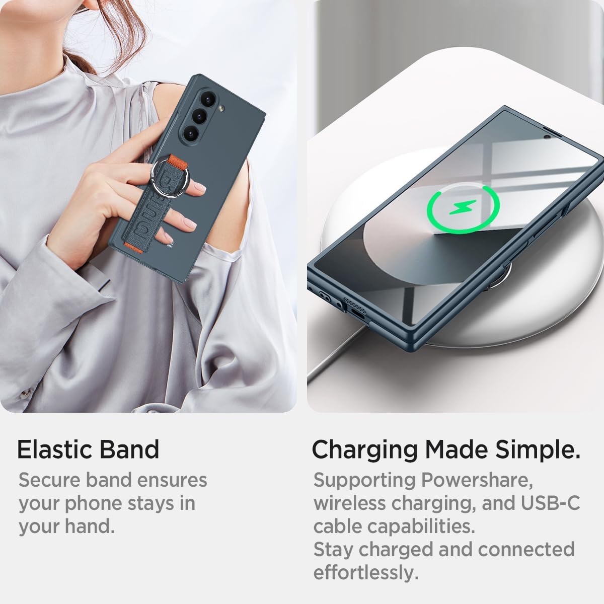Ring Holder Band Case with Front Screen Protector for Samsung Galaxy Z Fold 5
