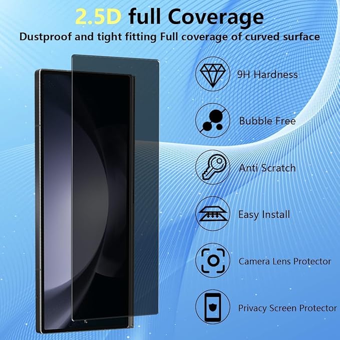 Samsung Galaxy Z Fold 7 Front Outer Screen Privacy Tempered Glass