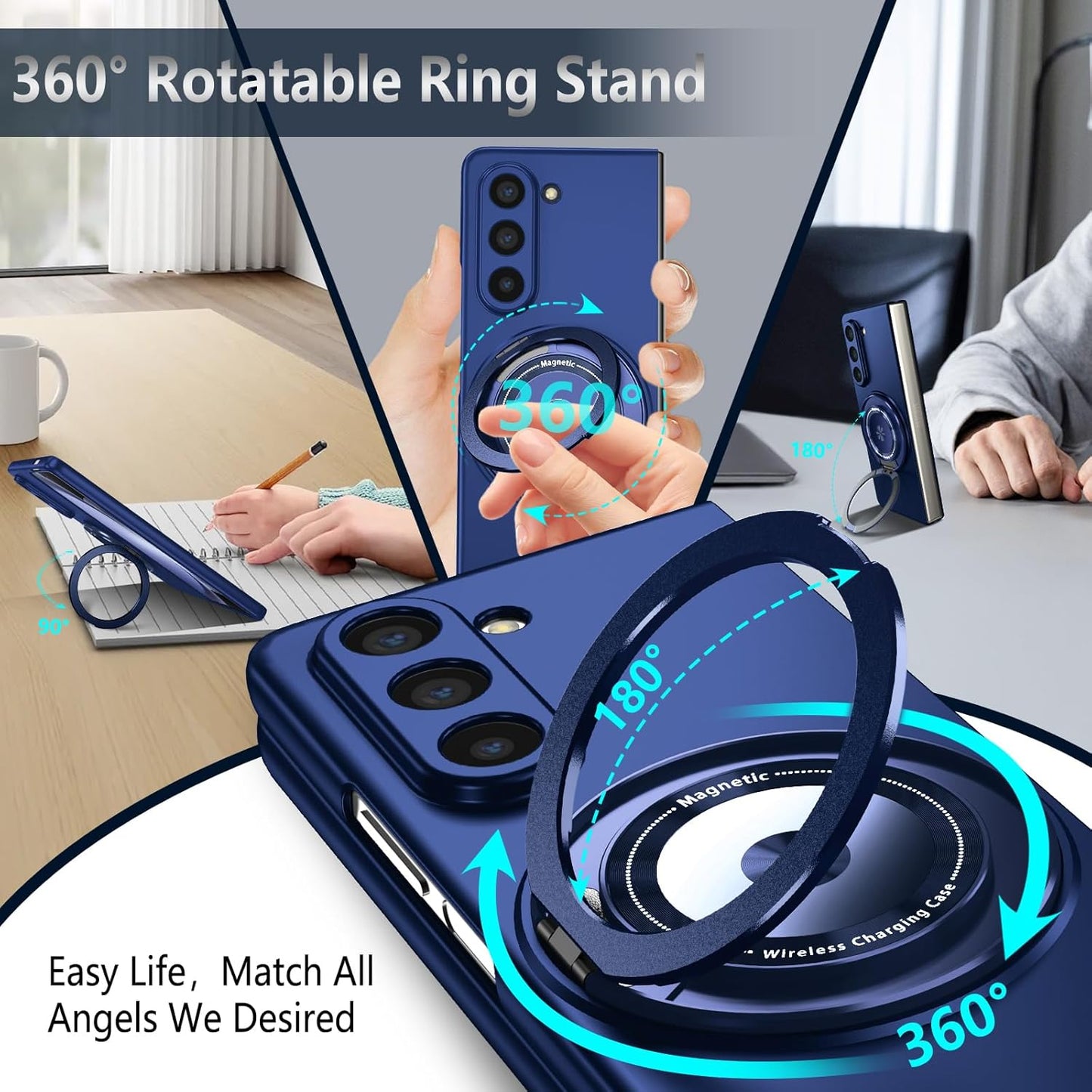 Samsung Galaxy Z Fold 6 Rotating Ringstand Wireless Magsafe Charging Case