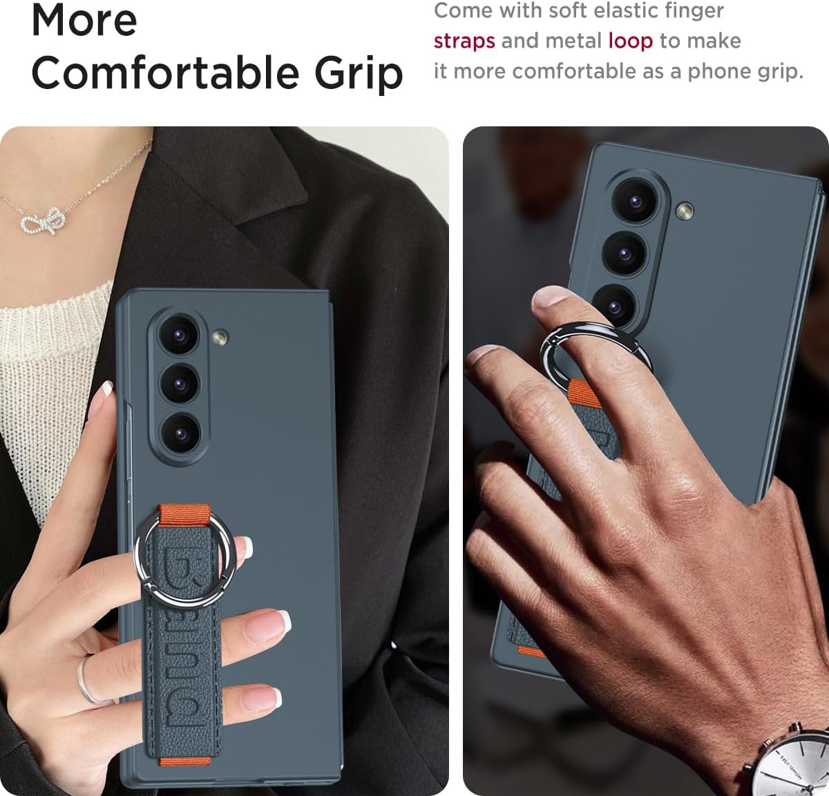 Ring Holder Band Case with Front Screen Protector for Samsung Galaxy Z Fold 5