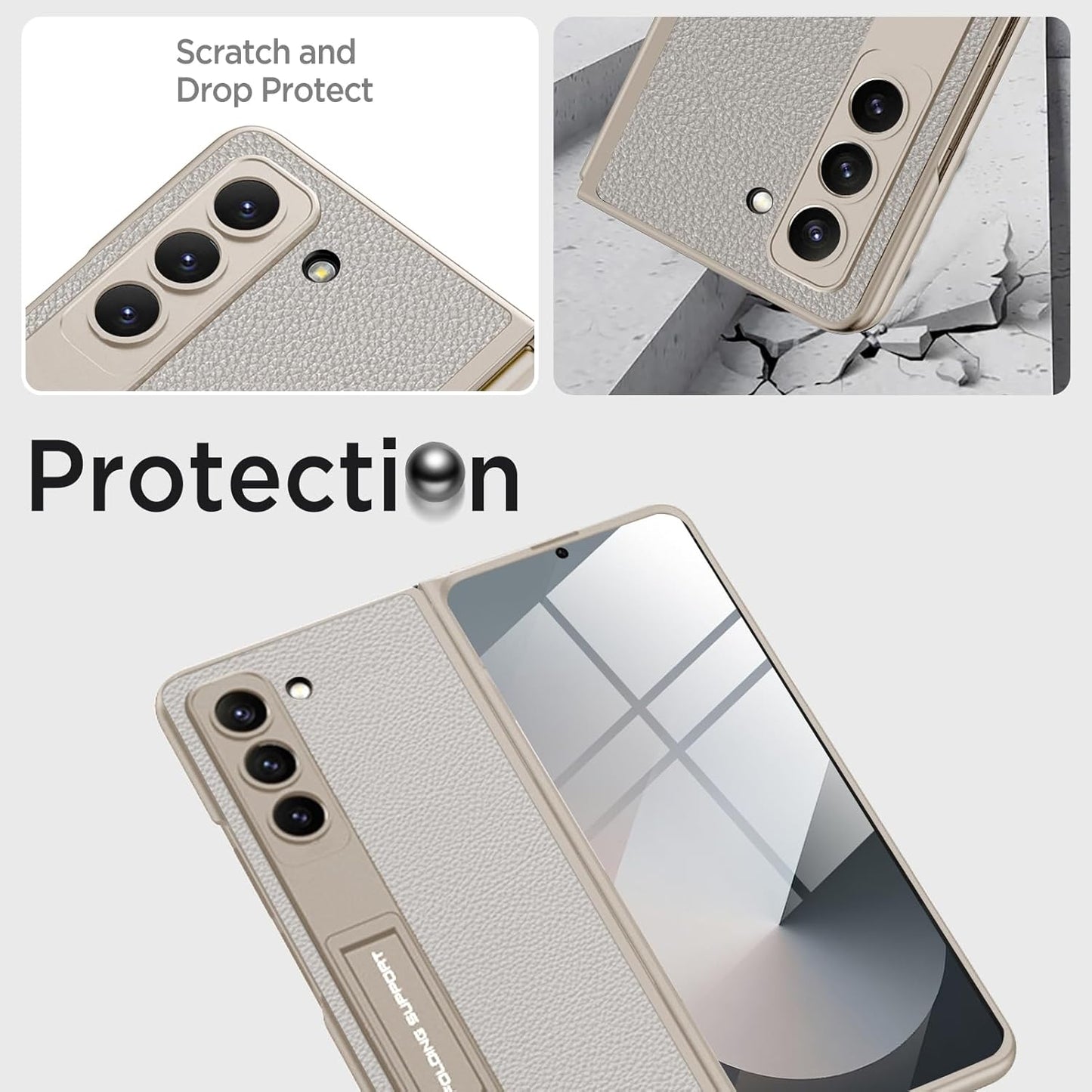 Samsung Galaxy Z Fold 6 PU Leather Kickstand Front Screen Protector Case