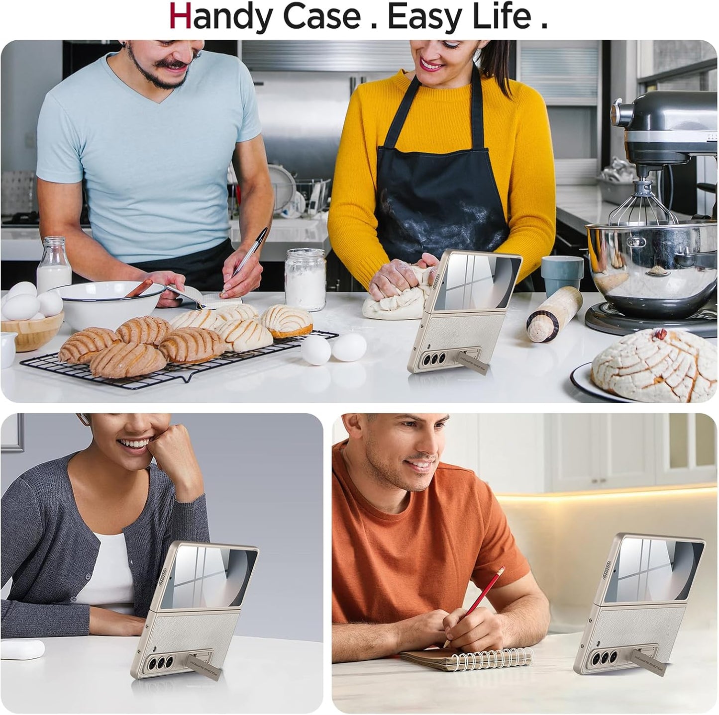 Samsung Galaxy Z Fold 6 PU Leather Kickstand Front Screen Protector Case