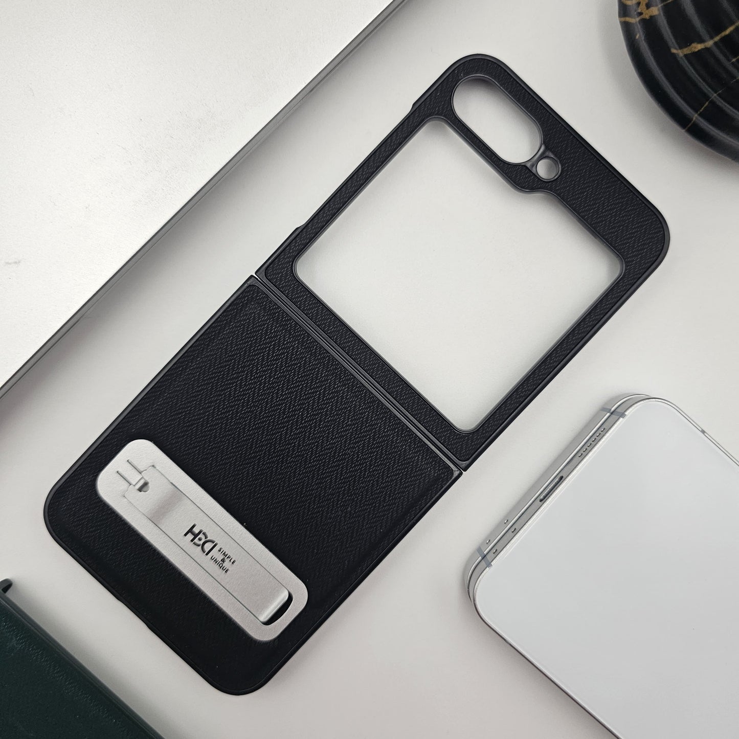 Premium Leather Kickstand Case for Samsung Galaxy Z Flip 6 | Shockproof | Slim Fit | Metal Stand | Luxury Back Cover