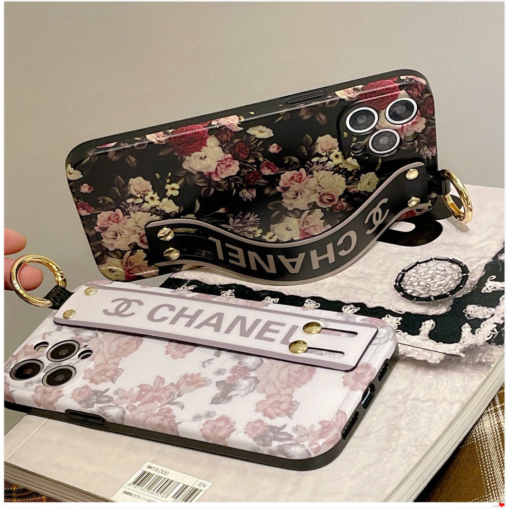 iPhone Luxury Brand CC Floral Strap Belt Case Cover
