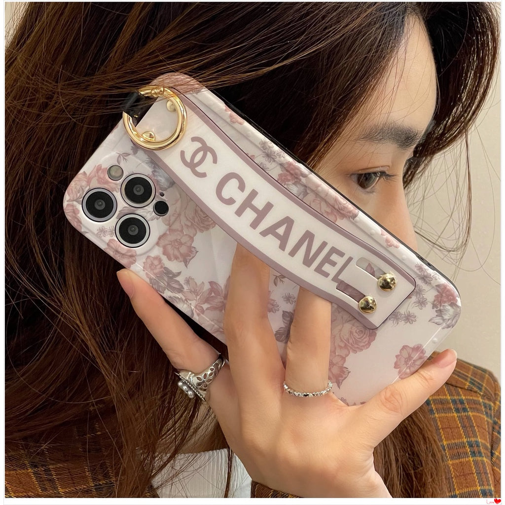 iPhone Luxury Brand CC Floral Strap Belt Case Cover