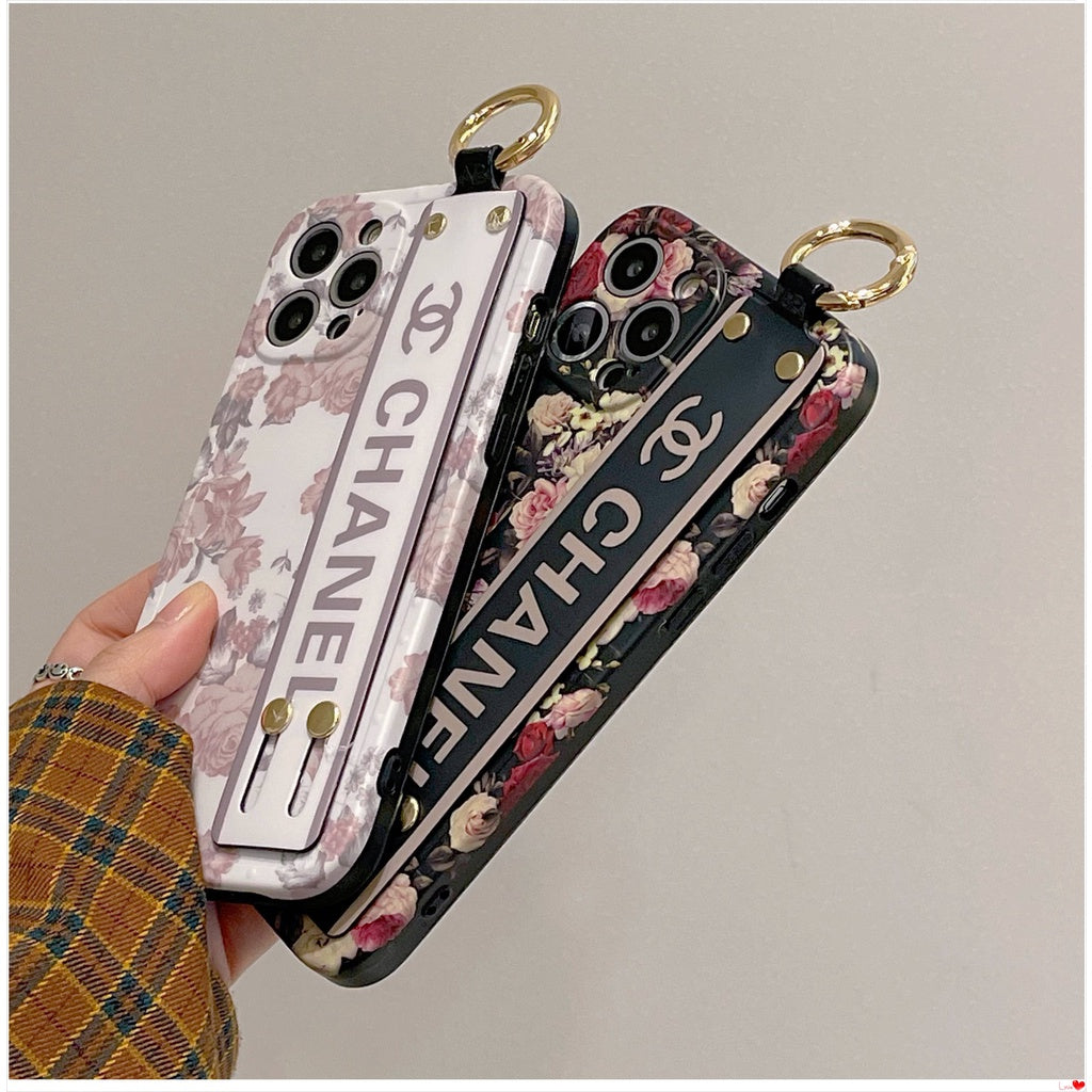 iPhone Luxury Brand CC Floral Strap Belt Case Cover