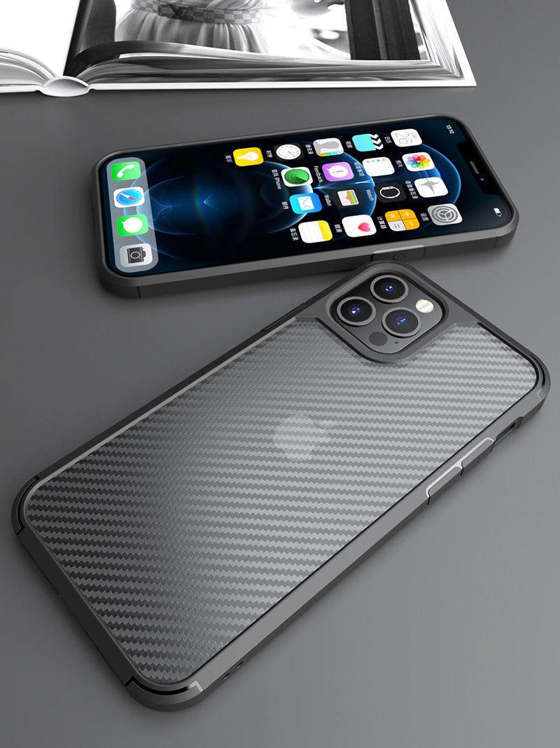 iPhone Matte Carbon Fiber Design Shockproof Case Cover