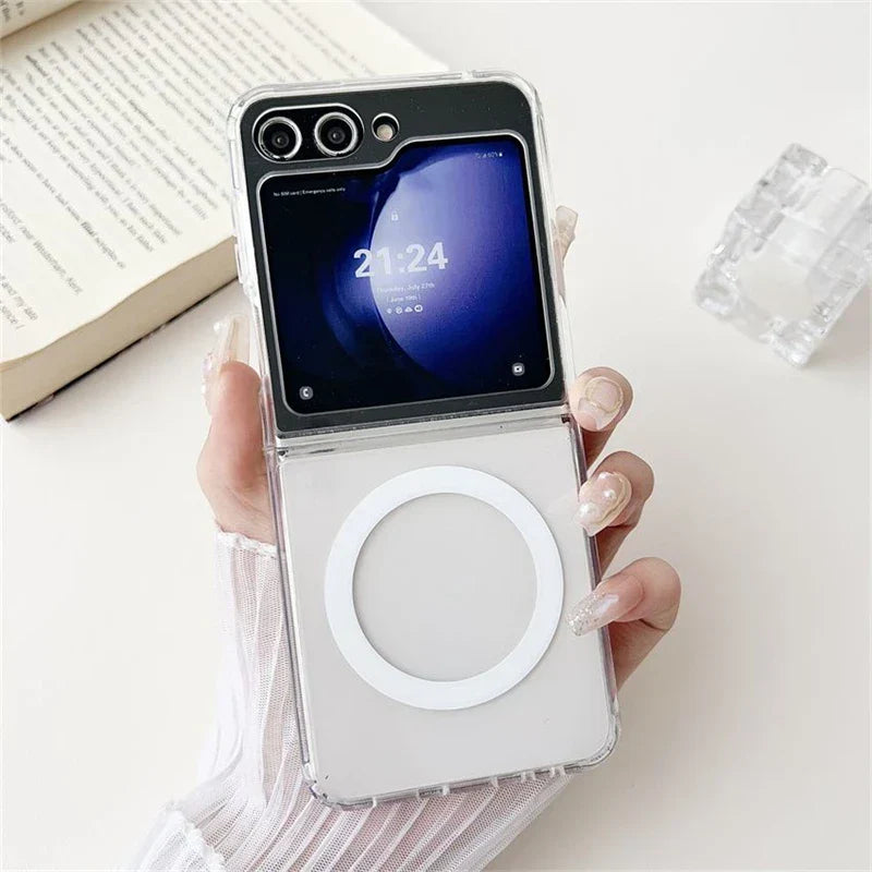 Samsung Galaxy Z Flip 5 Transparent Case With Magnetic MagSafe Ring