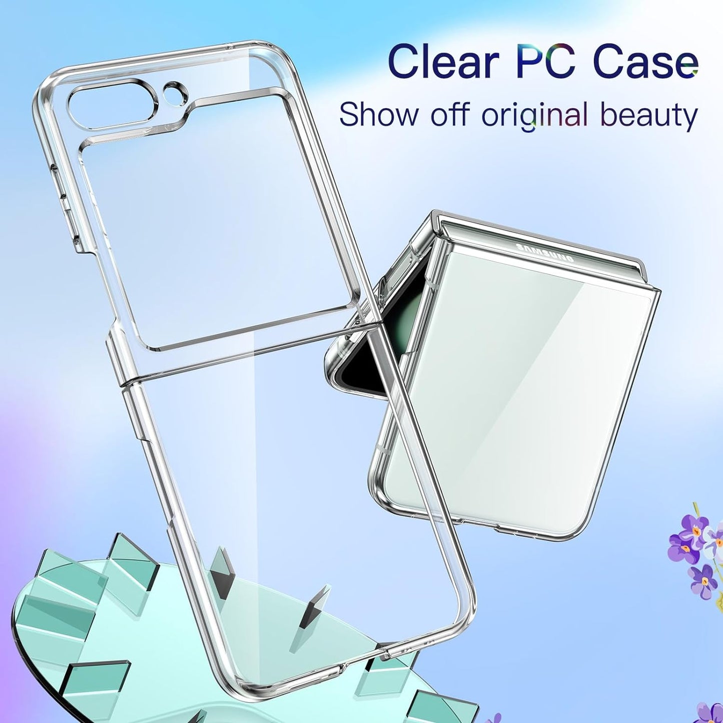 Samsung Galaxy Z Flip 5 Transparent Crystal Hard Shell Cover Case