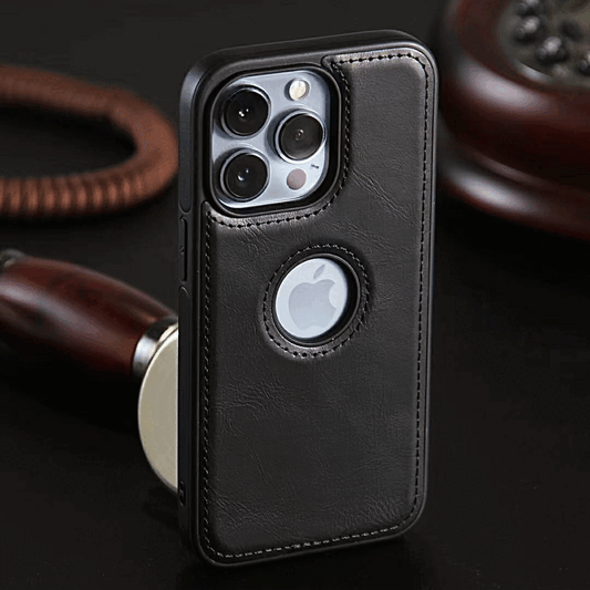 iPhone 15 Plus  Series Luxury Leather Logo Cut Back Case Cover Clearance Sale