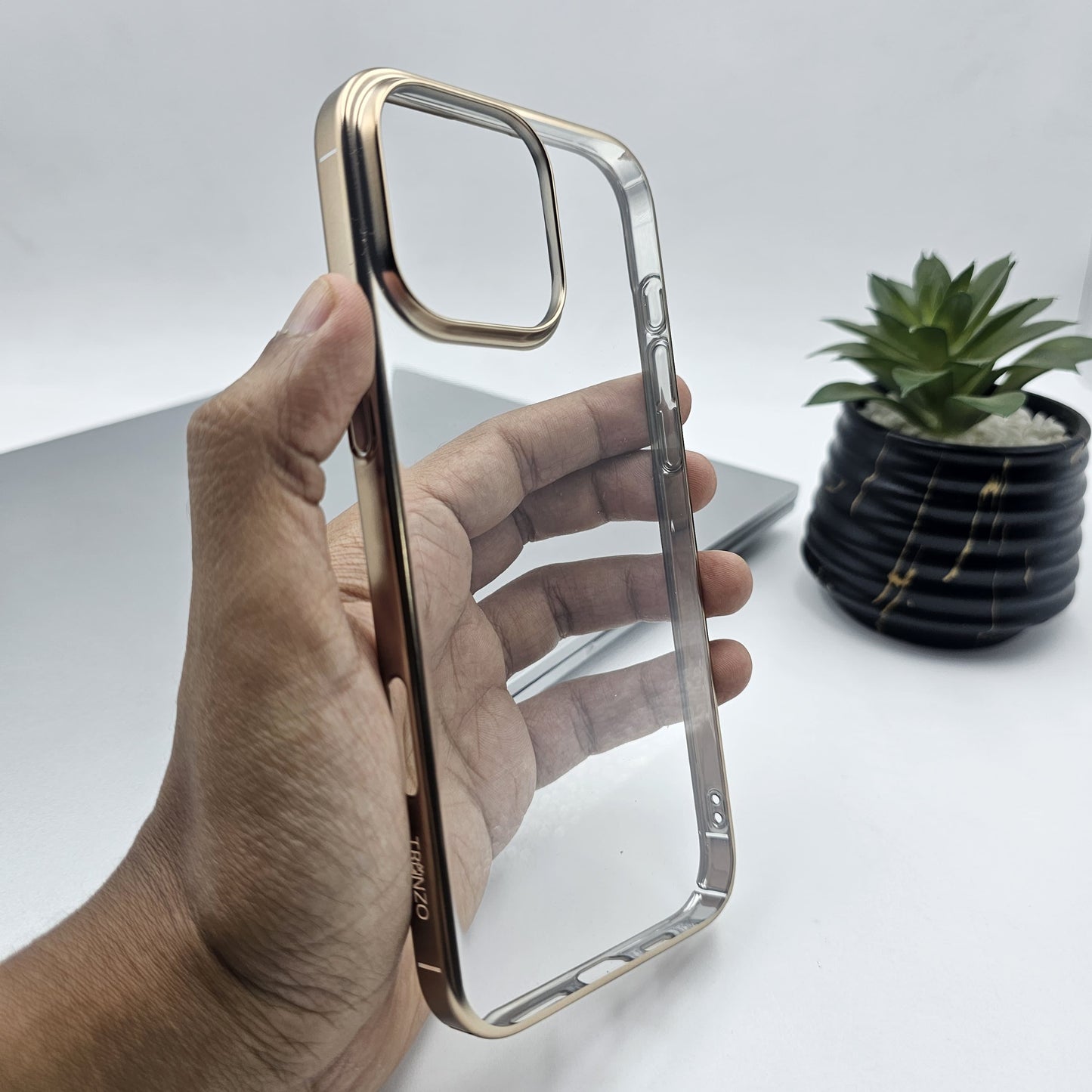 iPhone 15 Series Crystal Clear Chrome Electroplated Bumper Case Cover