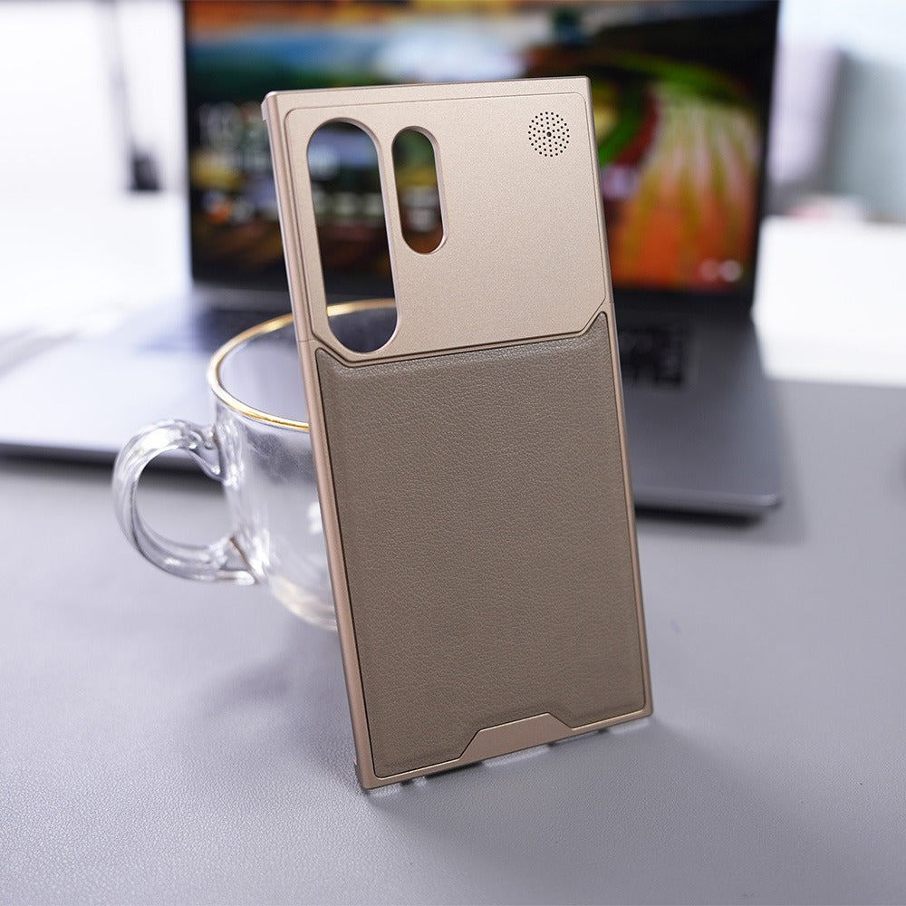 AeroFlex Aluminium Leather Case with Magsafe for Samsung Galaxy S25 Ultra | Premium Metallic Frame | Hybrid Back Cover