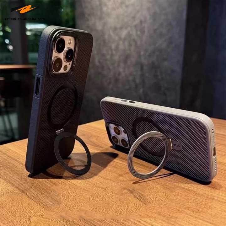 iPhone 16 Series Carbon Fibre With Magnetic Magsafe Ring Stand Case