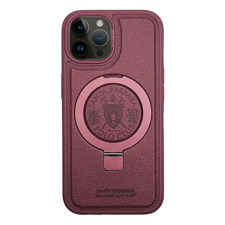 iPhone 15 Pro Series Luxury Santa Barbara Leather Invisible Stand Magnetic Case Cover Clearance Sale