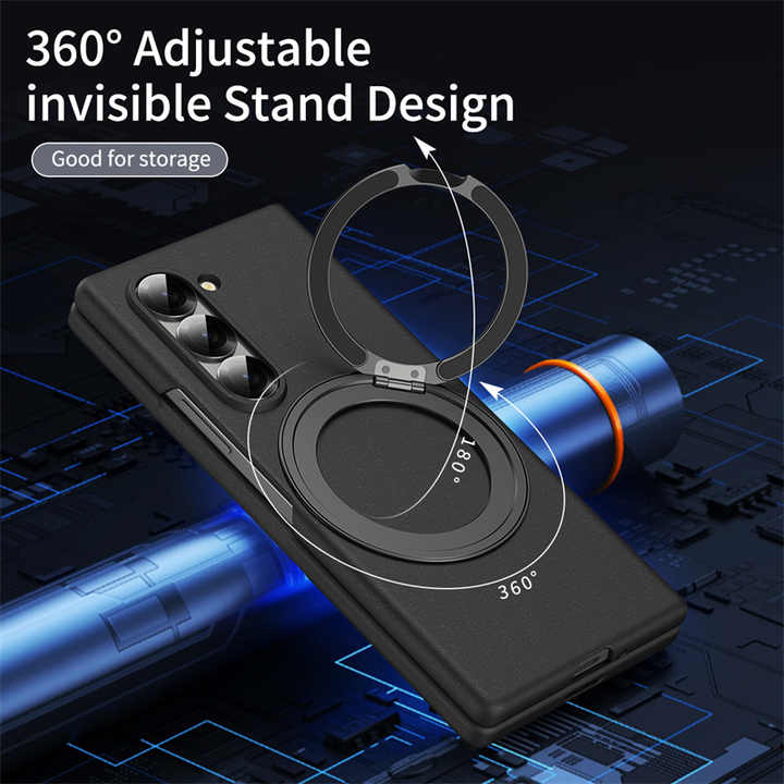 Samsung Galaxy Z Fold 6 Matte Finish Magnetic Magsafe Rotating Ringstand Case