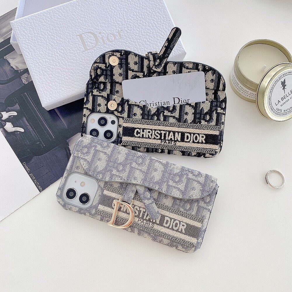 Premium Stitched Branded iPhone Mobile Case Cover - CD Brand with Card Holder