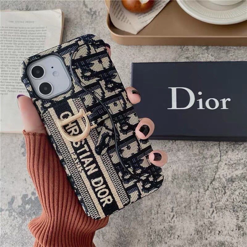 CD Embroidered Card Slot Case for iPhone 15 Series | Elegant Brand Detail | Wallet Holder Edition