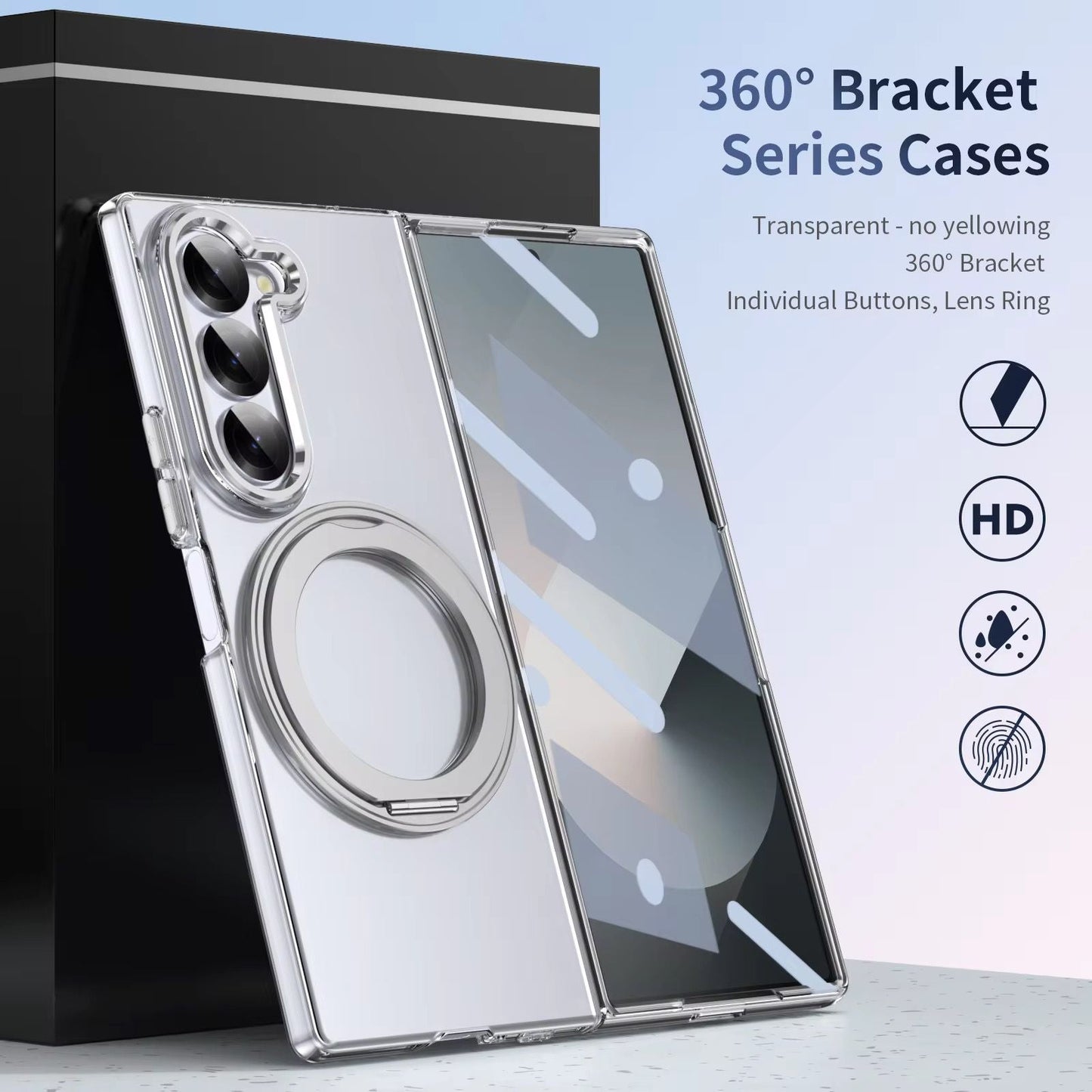 Premium Transparent Case with 360° Rotating Kickstand for Samsung Galaxy Z Fold 7 | No-Yellowing | Sleek Fit