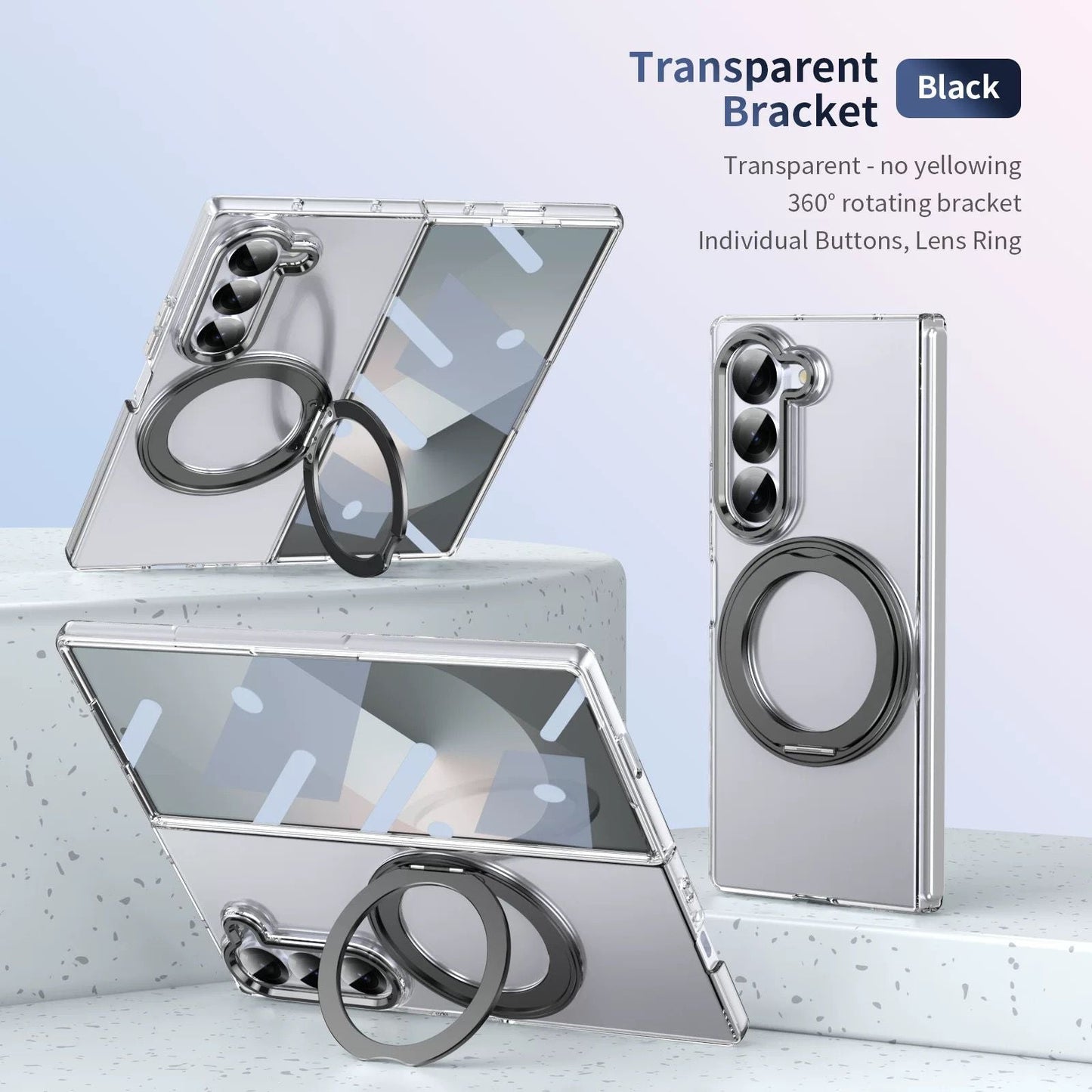 Premium Transparent Case with 360° Rotating Kickstand for Samsung Galaxy Z Fold 6 | No-Yellowing, Sleek Fit