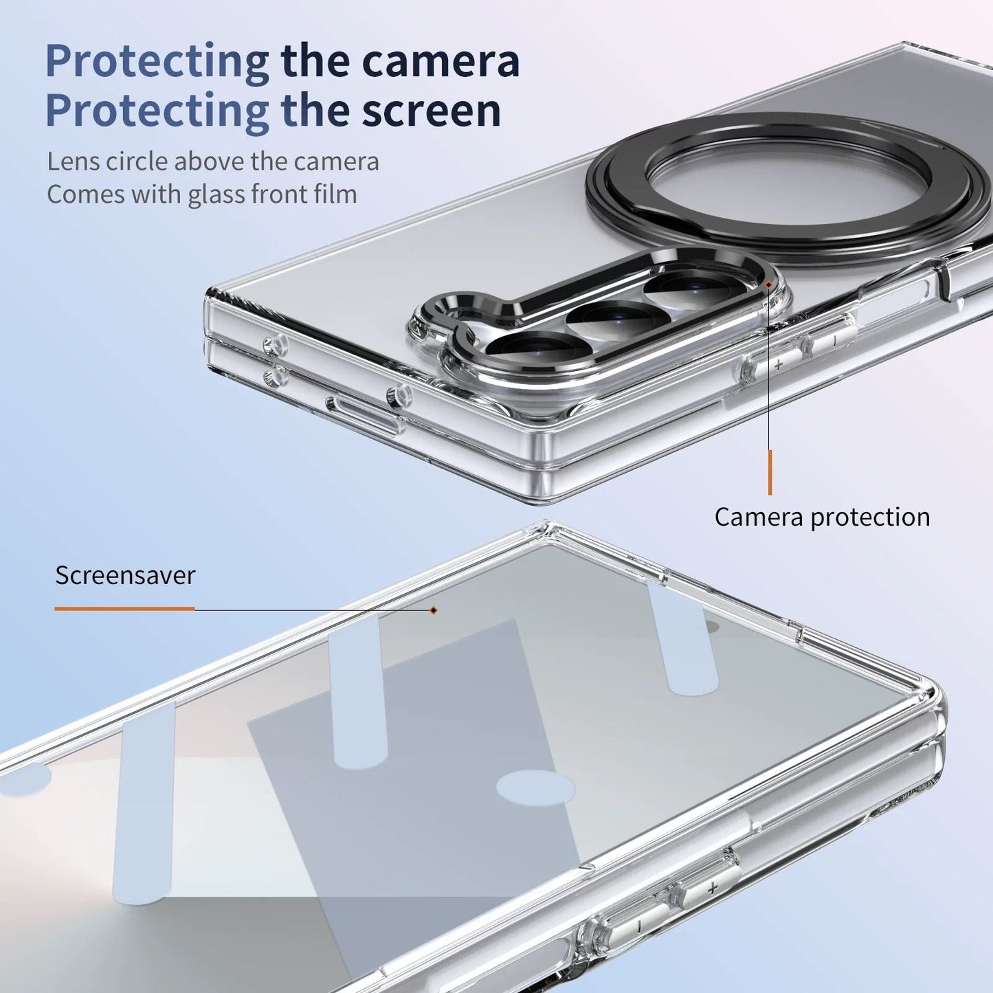 Premium Transparent Case with 360° Rotating Kickstand for Samsung Galaxy Z Fold 7 | No-Yellowing | Sleek Fit