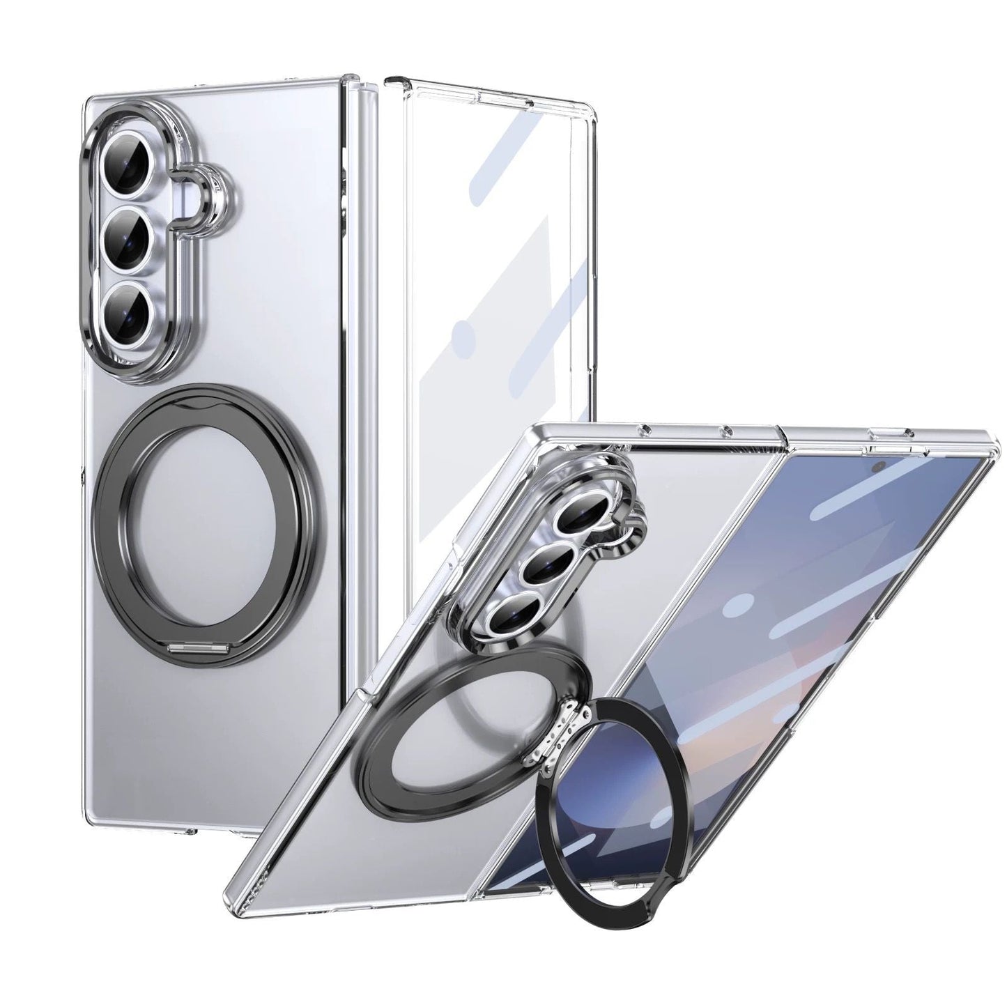 Premium Transparent Case with 360° Rotating Kickstand for Samsung Galaxy Z Fold 7 | No-Yellowing | Sleek Fit