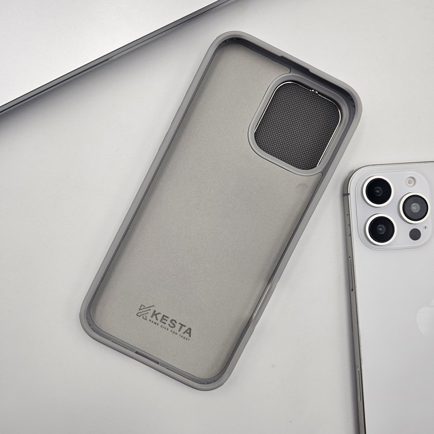 iPhone Dotted Feel Leather Foldable Stand Camera Protection Case Gray