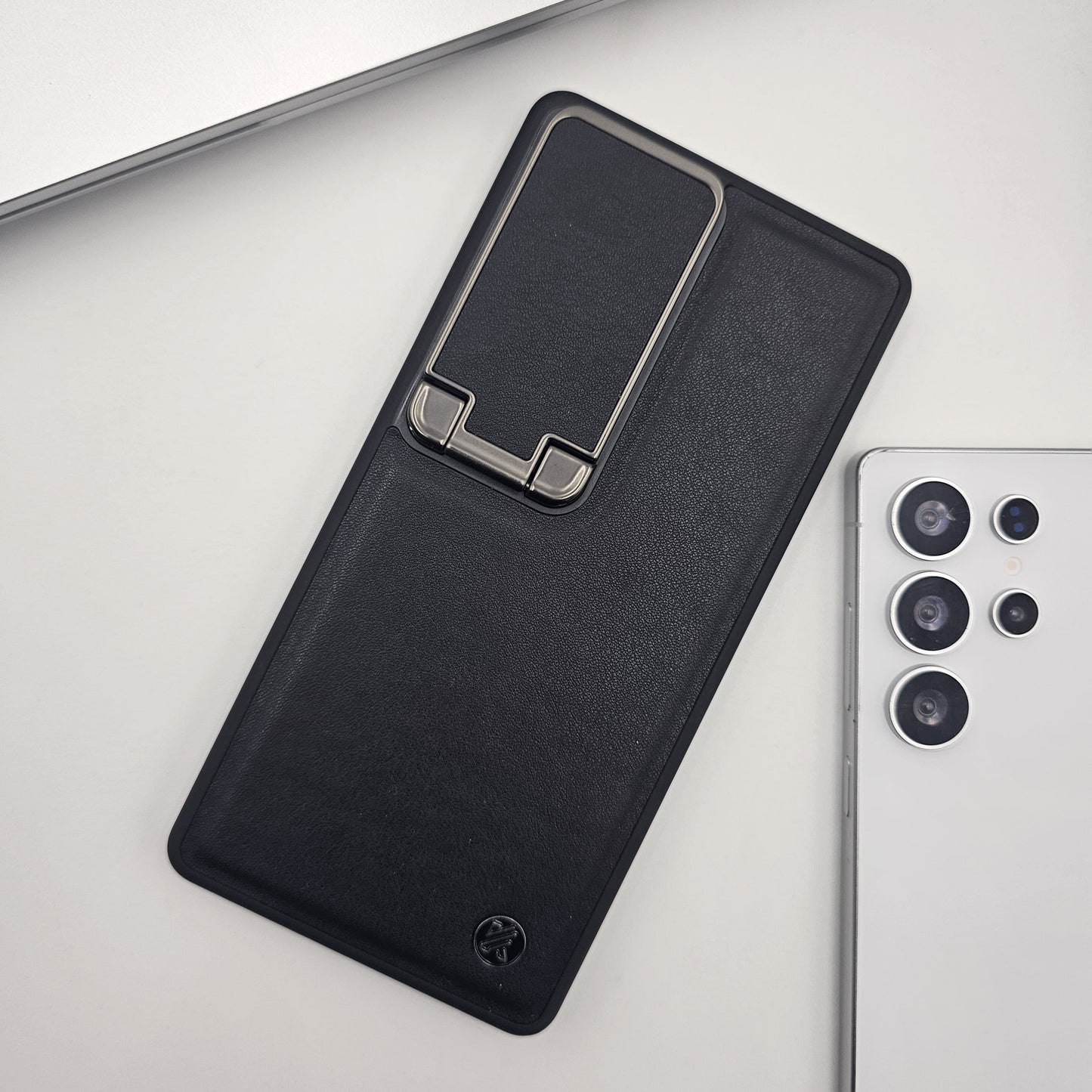 Samsung Galaxy S24 Ultra Leather Foldable Metal Stand Camera Protection Case