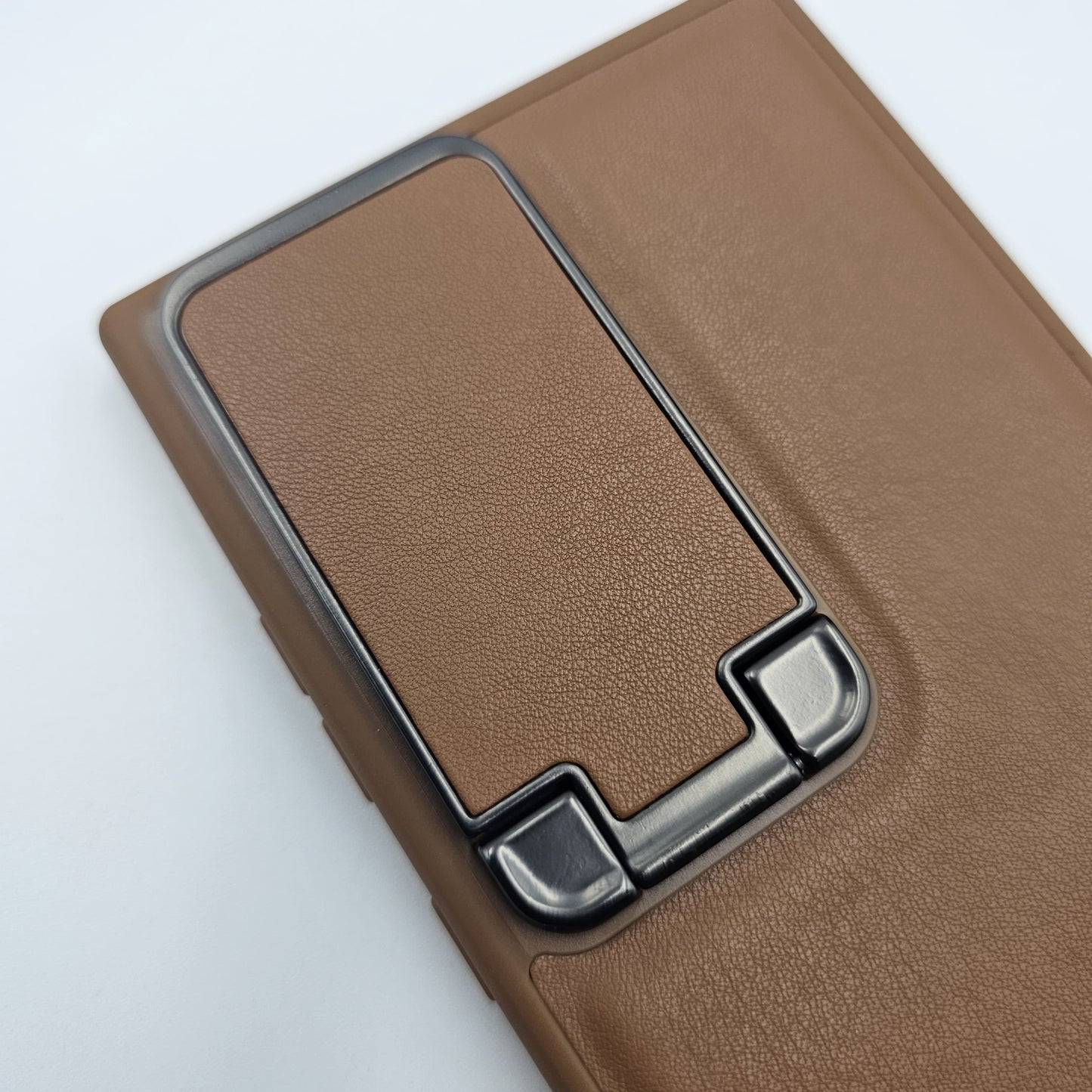 Samsung Galaxy S23 Ultra Leather Foldable Metal Stand Camera Protection Case