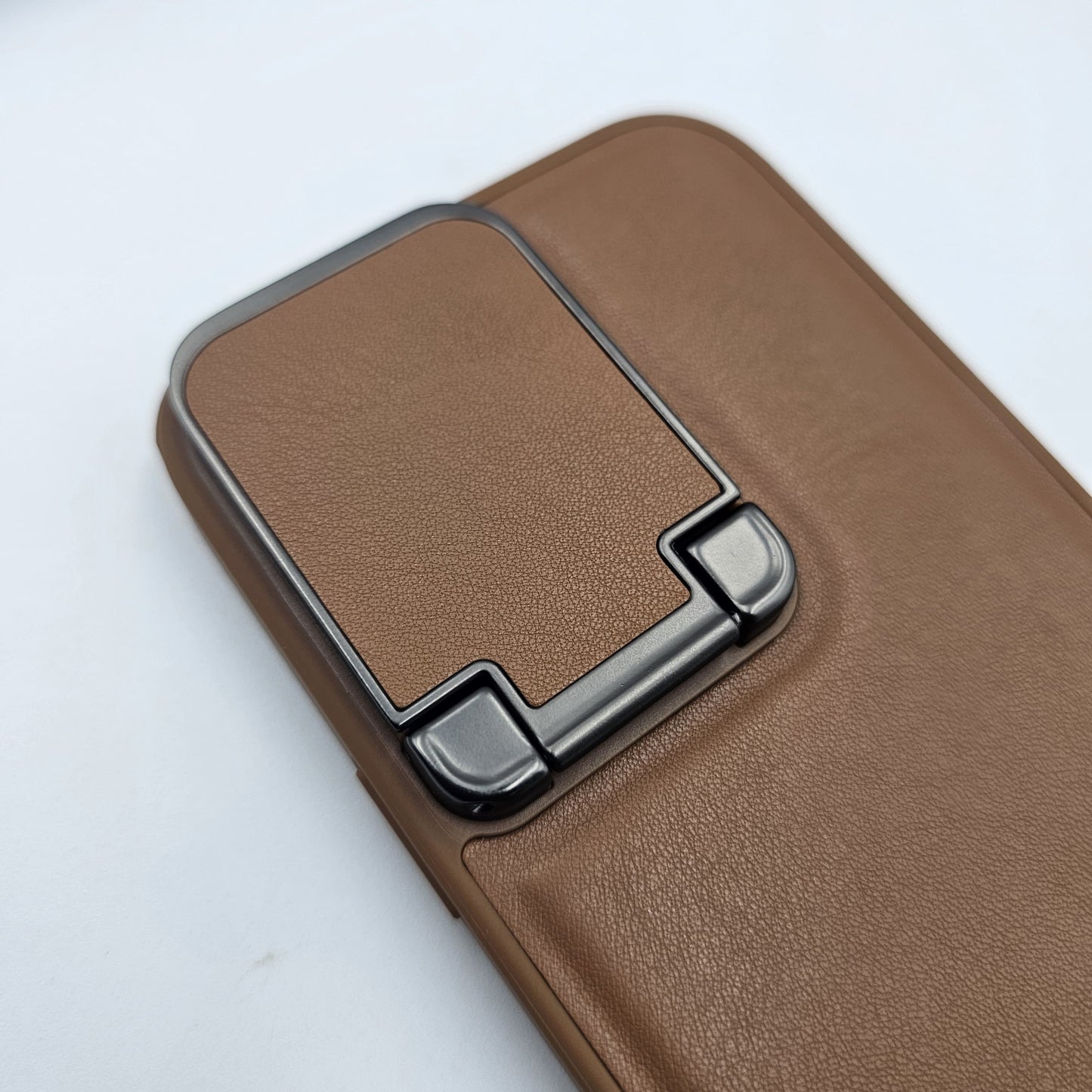 iPhone Leather Foldable Metal Stand Camera Protection Case Inside Micro-Fibre