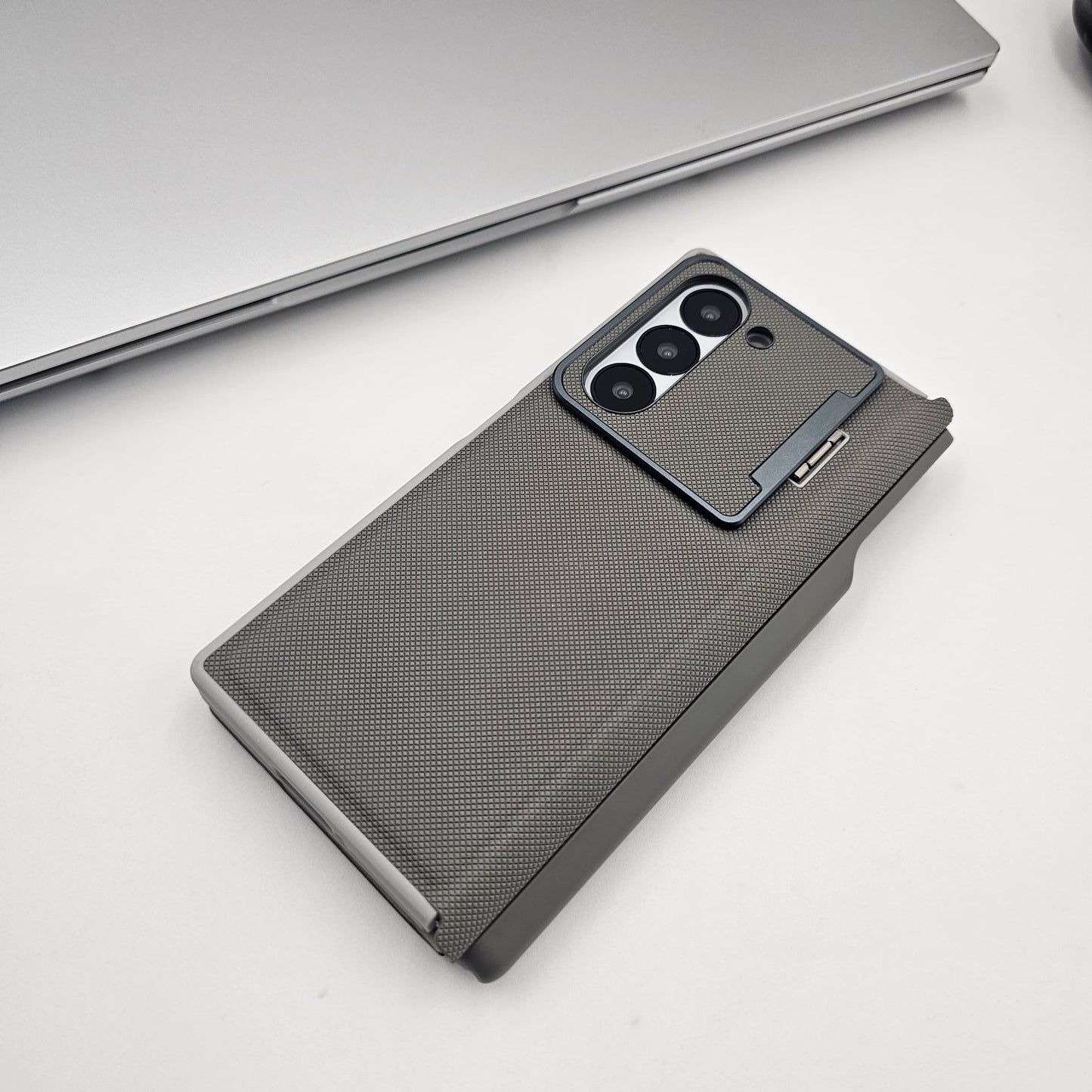 Samsung Galaxy Z Fold 6 Dotted Feel Leather Flip Card Holder S Pen Holder Case