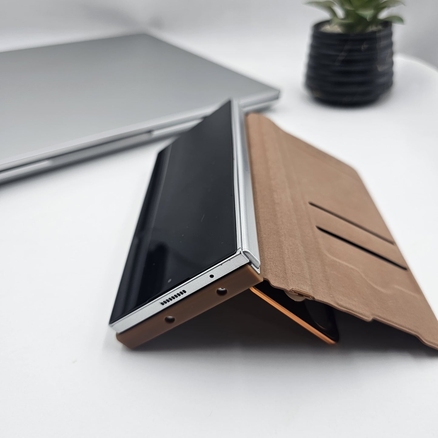 Samsung Galaxy Z Fold 6 Flip Card Holder S Pen Holder Foldable Metal Stand Case