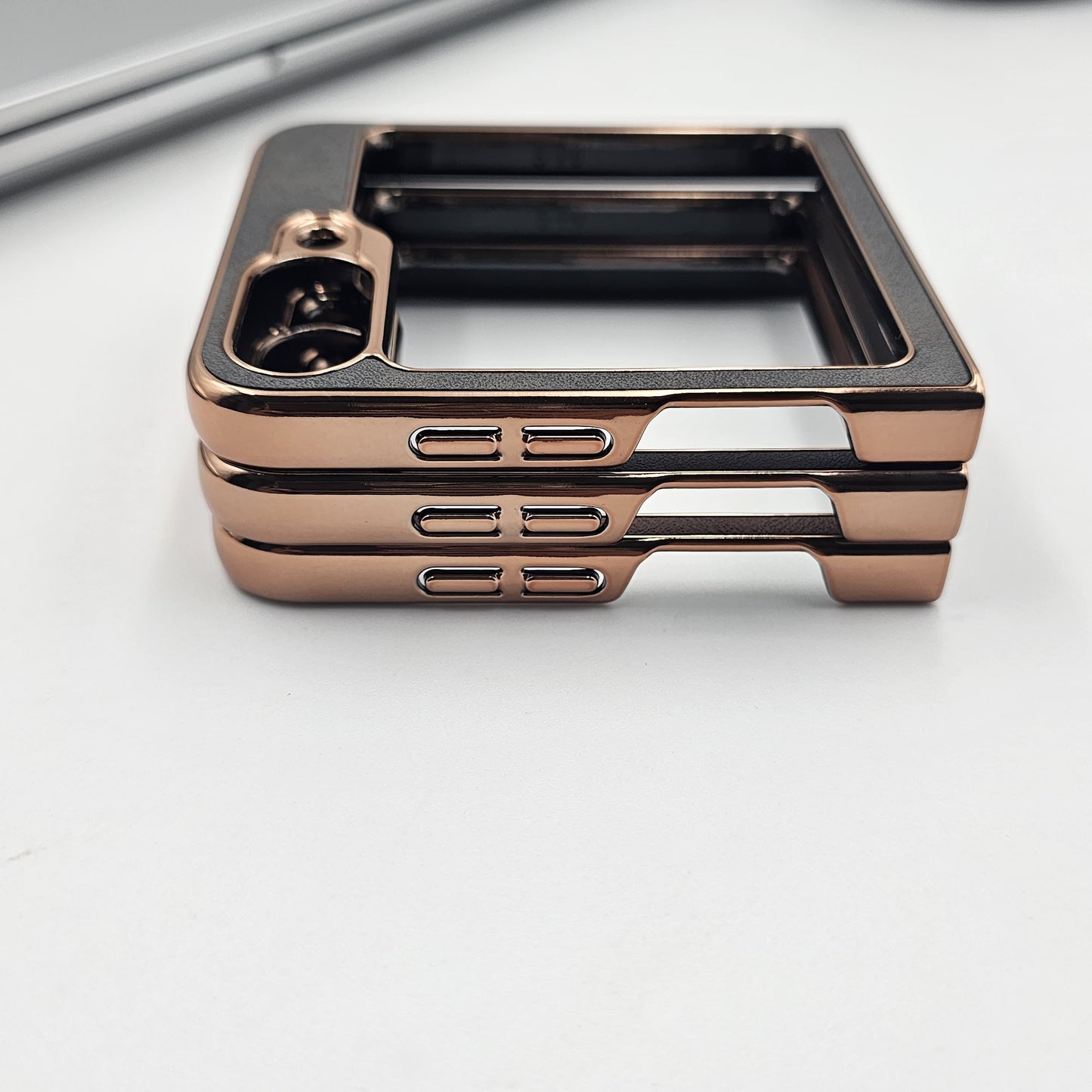 Samsung Galaxy Z Flip 6 Gold Electroplated Luxury Leather Case