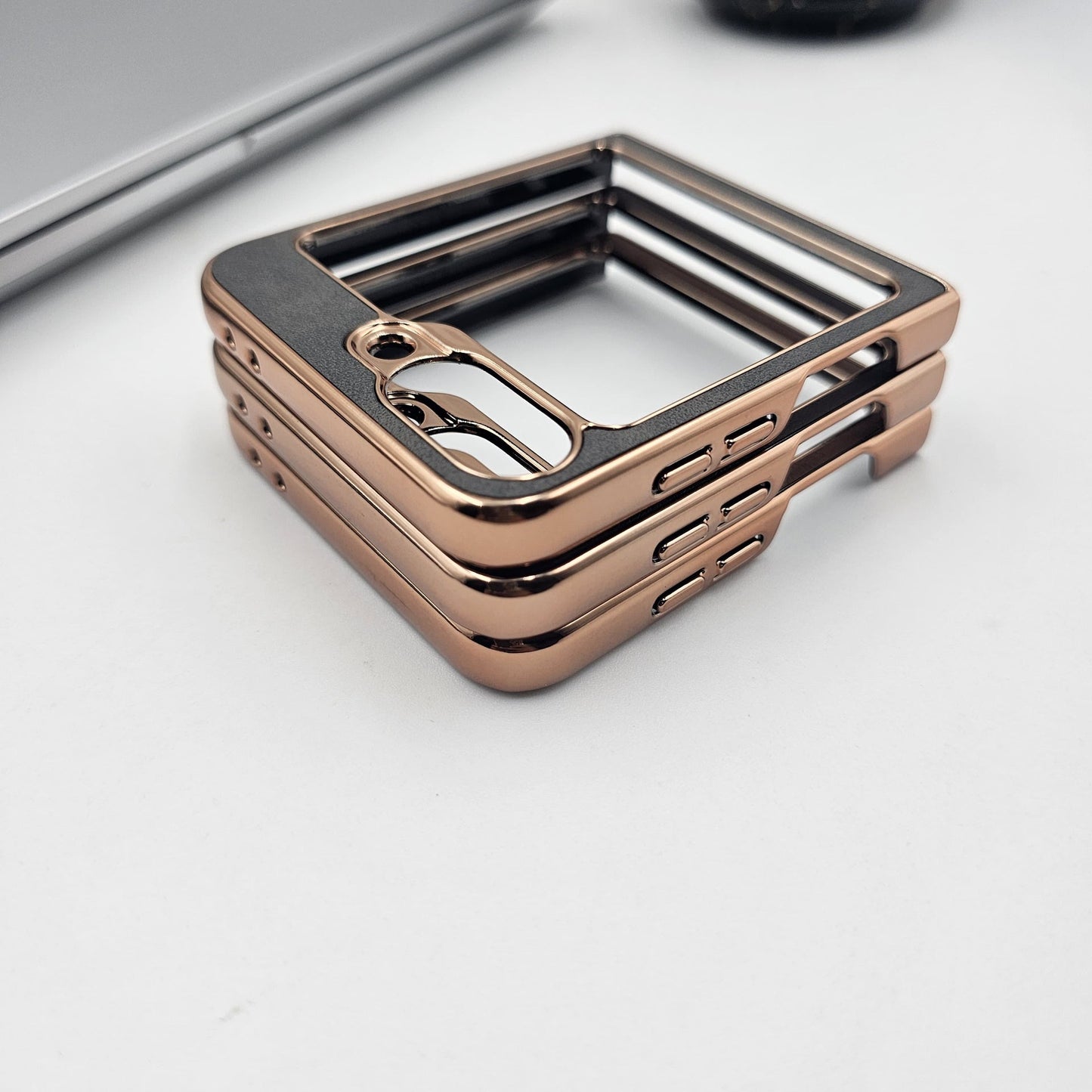 Samsung Galaxy Z Flip 6 Gold Electroplated Luxury Leather Case