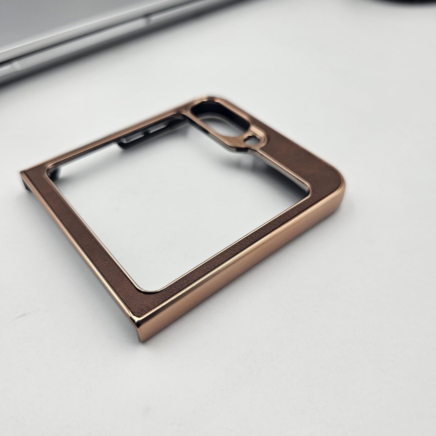 Samsung Galaxy Z Flip 5 Gold Electroplated Luxury Leather Case