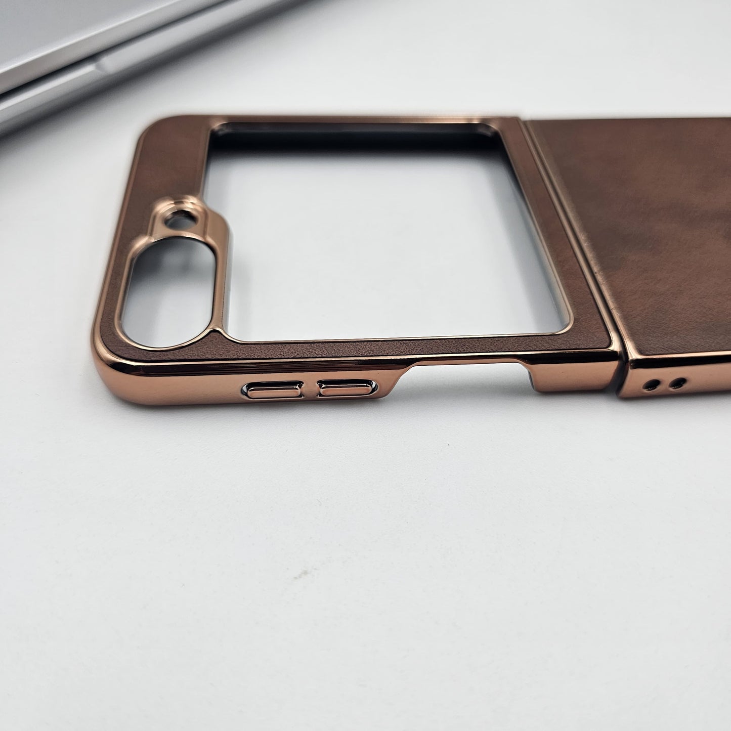 Samsung Galaxy Z Flip 5 Gold Electroplated Luxury Leather Case