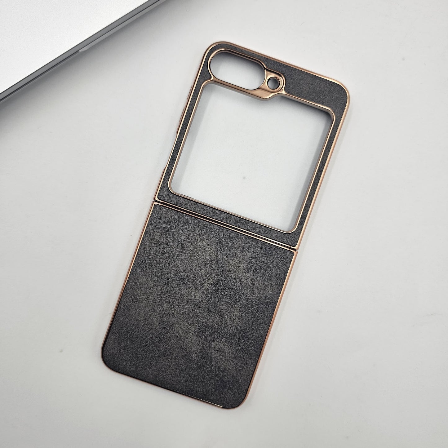 Samsung Galaxy Z Flip 5 Gold Electroplated Luxury Leather Case