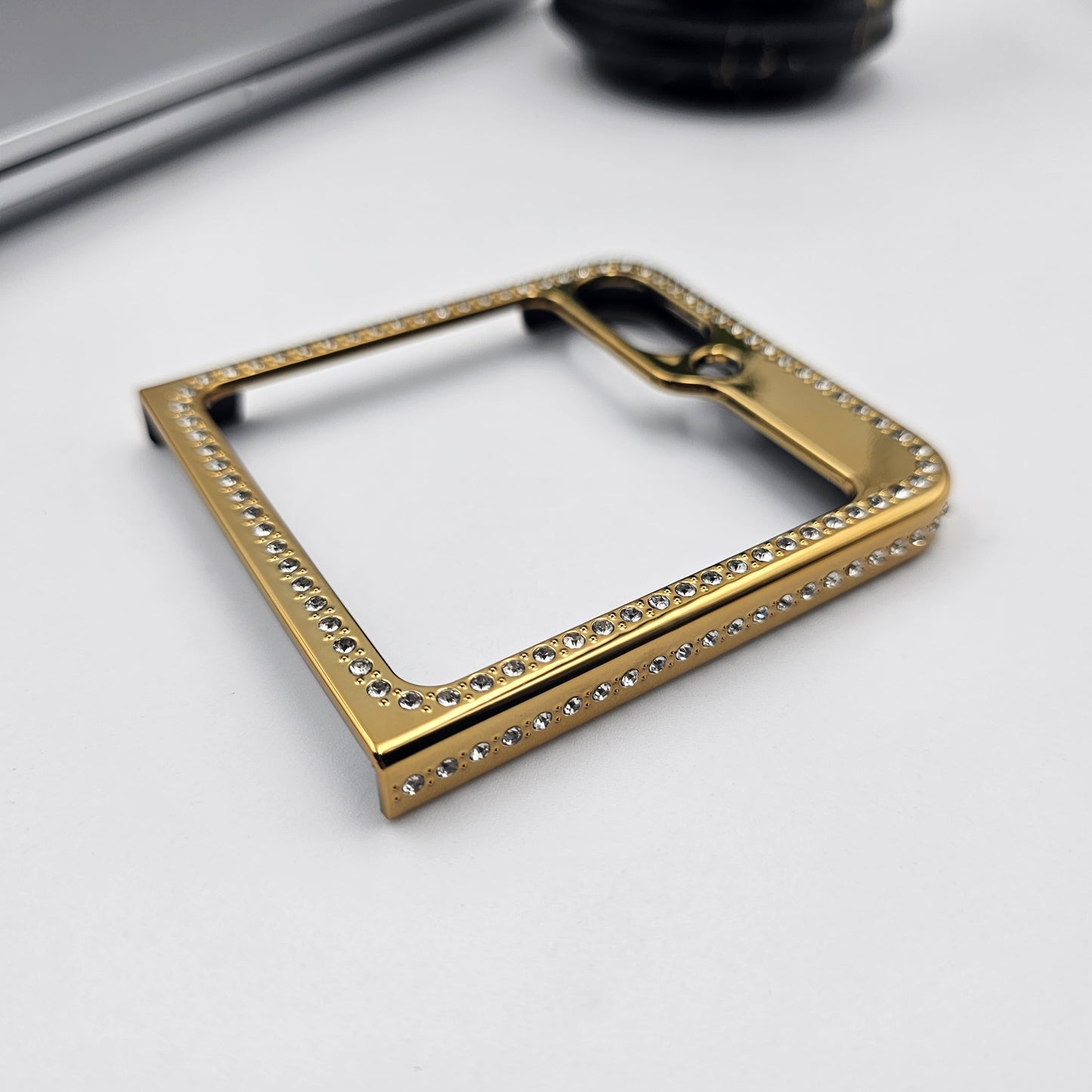 Luxury Leopard Print Case for Samsung Galaxy Z Flip 7 FE | Gold Plated with Side Diamonds | Designer Animal Print Cover