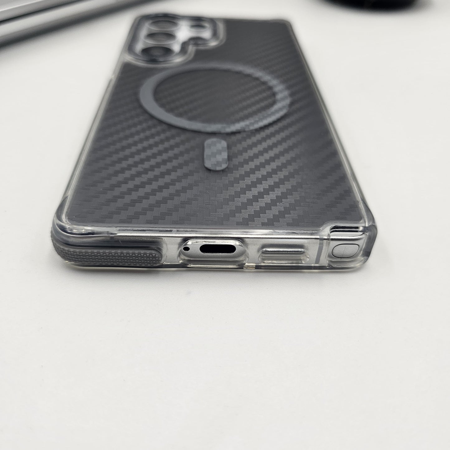 Carbon Fibre Matte MagSafe Case for Samsung Galaxy S24 Ultra | Smokey Finish Protection
