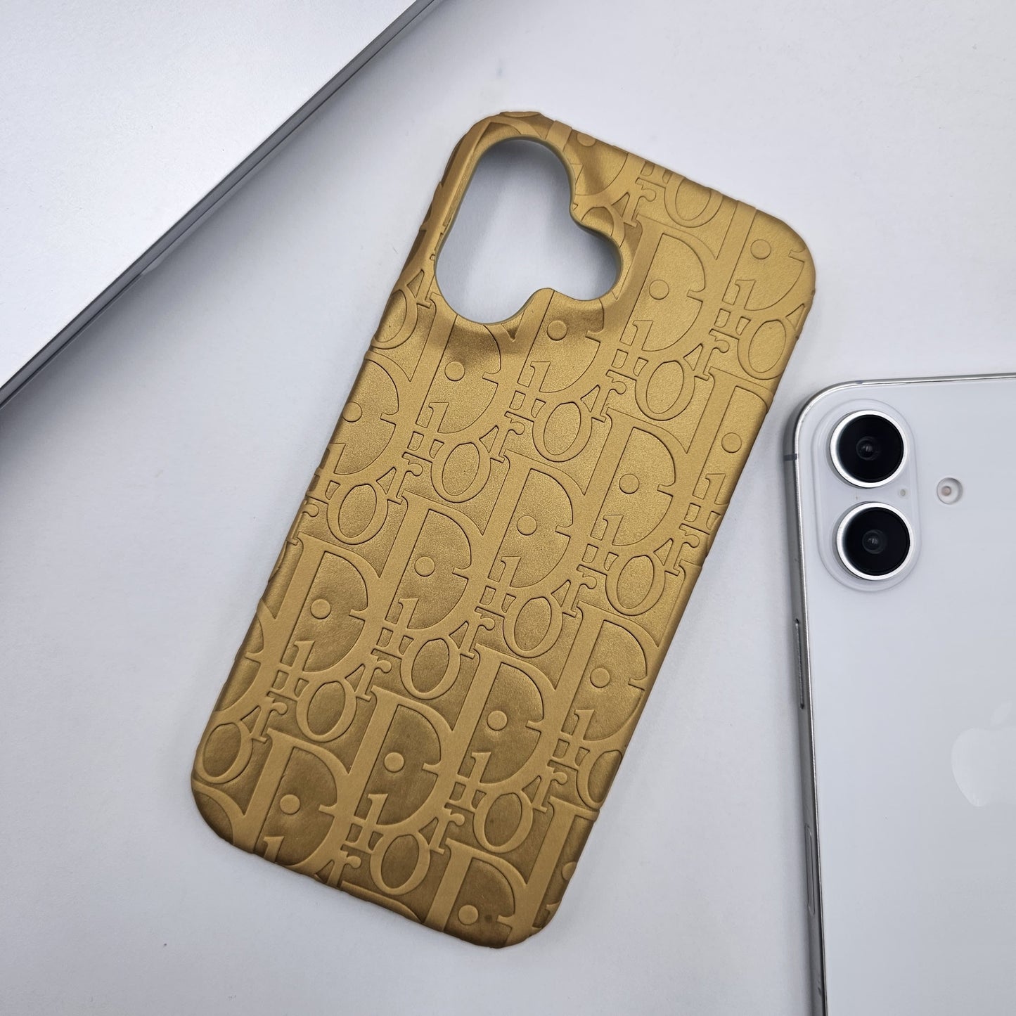 iPhone Luxury Brand CD Embossed Leather Case