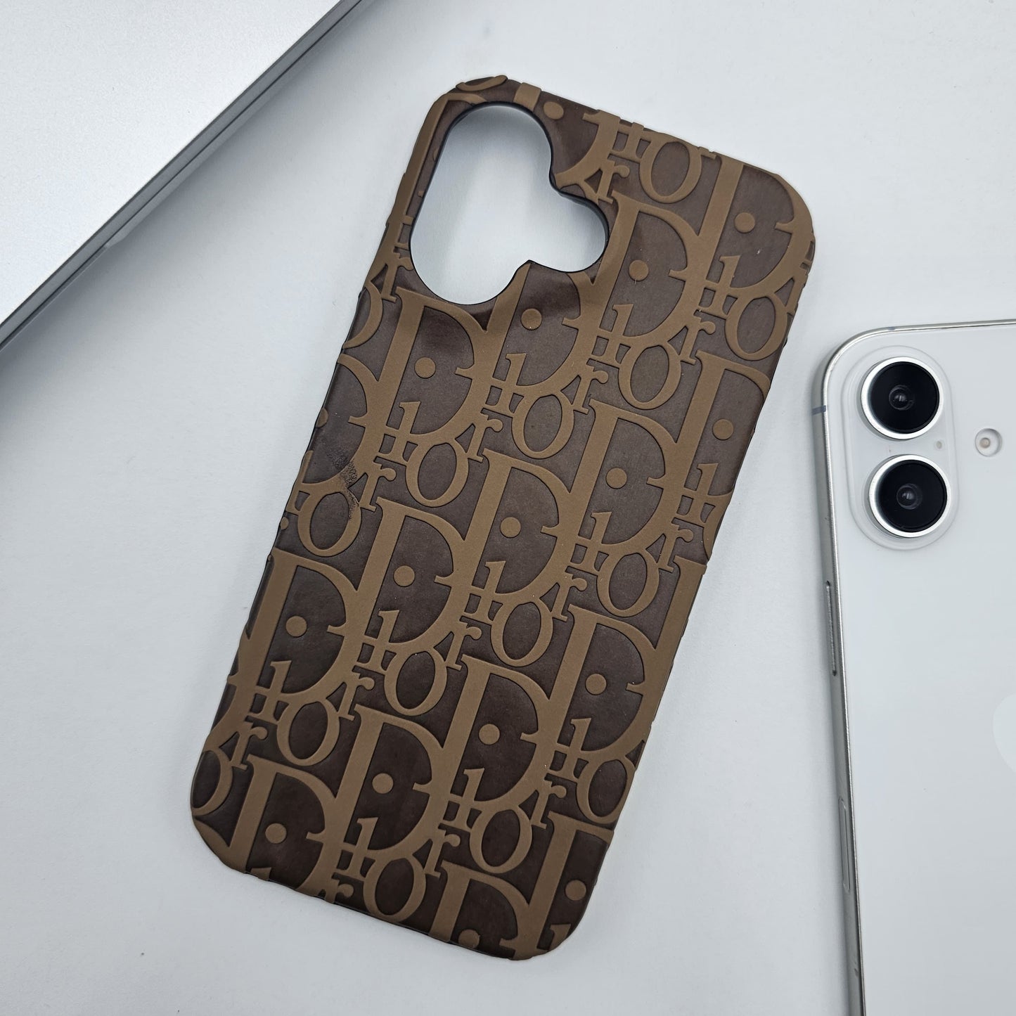 iPhone Luxury Brand CD Embossed Leather Case