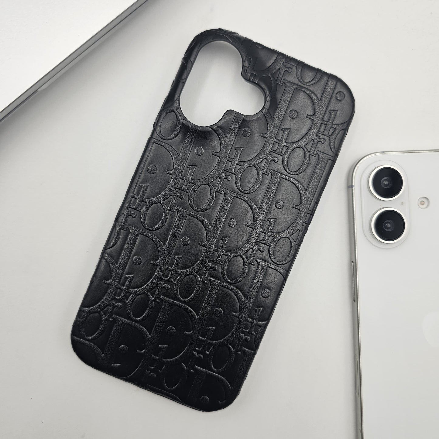 iPhone Luxury Brand CD Embossed Leather Case