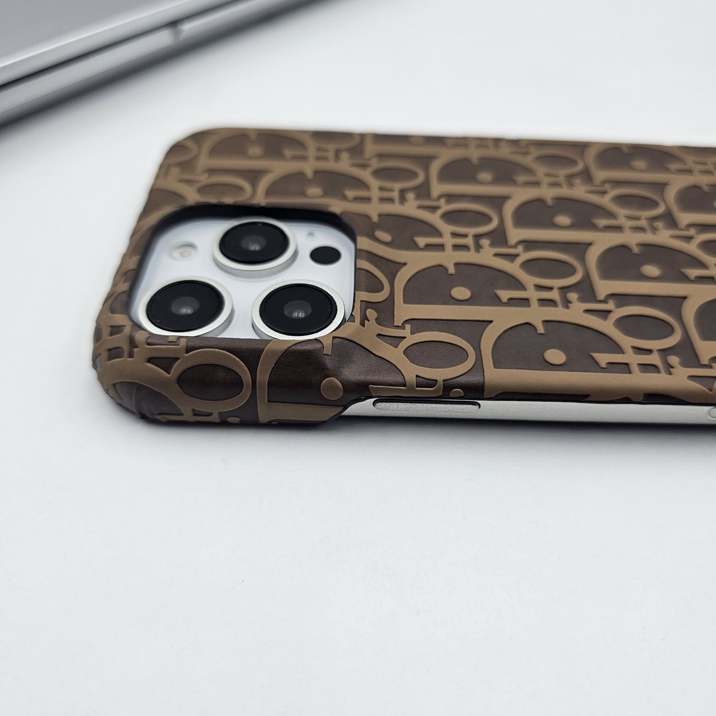 iPhone Luxury Brand CD Embossed Leather Case