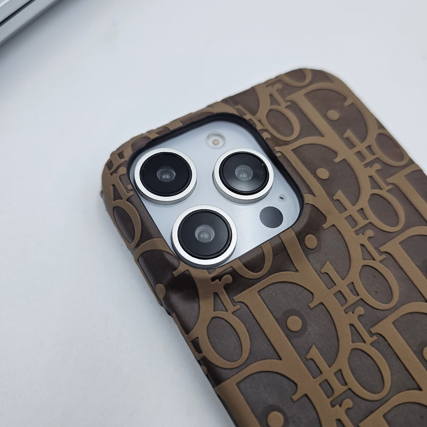 iPhone Luxury Brand CD Embossed Leather Case