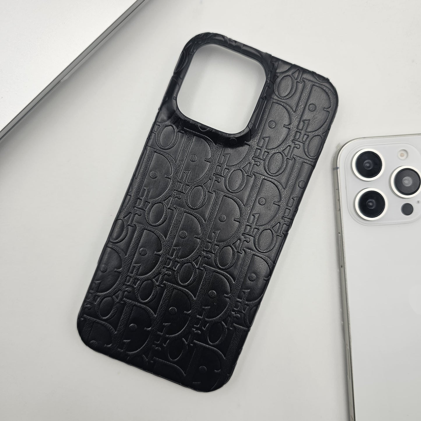 iPhone Luxury Brand CD Embossed Leather Case
