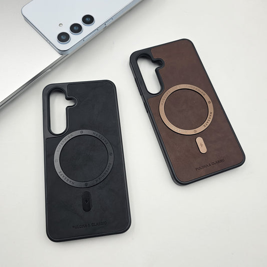 Luxury Leather MagSafe Case for Samsung Galaxy S24 FE | Premium Magnetic Charging Support