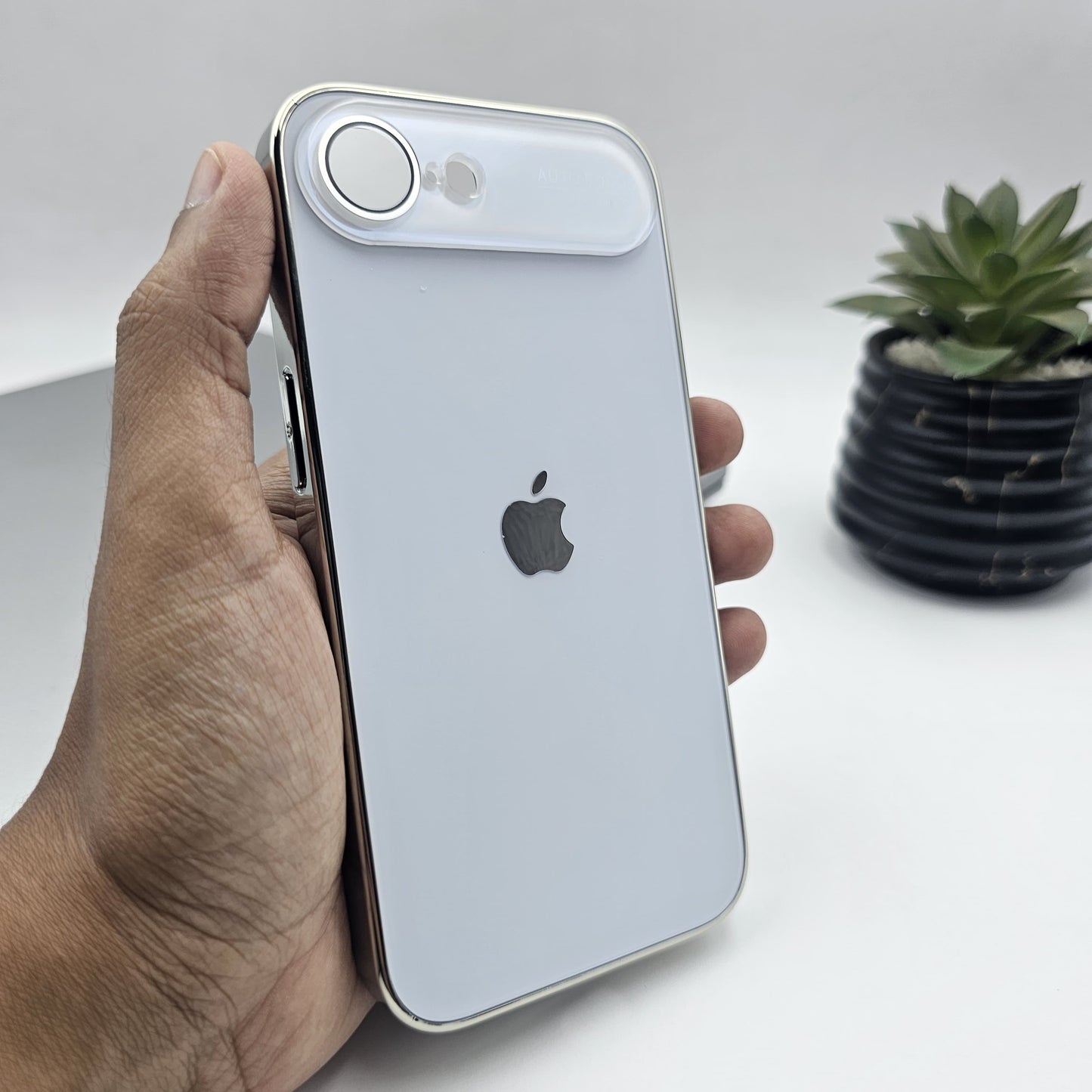 iPhone 16E Luxury Backplane Glass Chromatic Lens Shield Case Cover