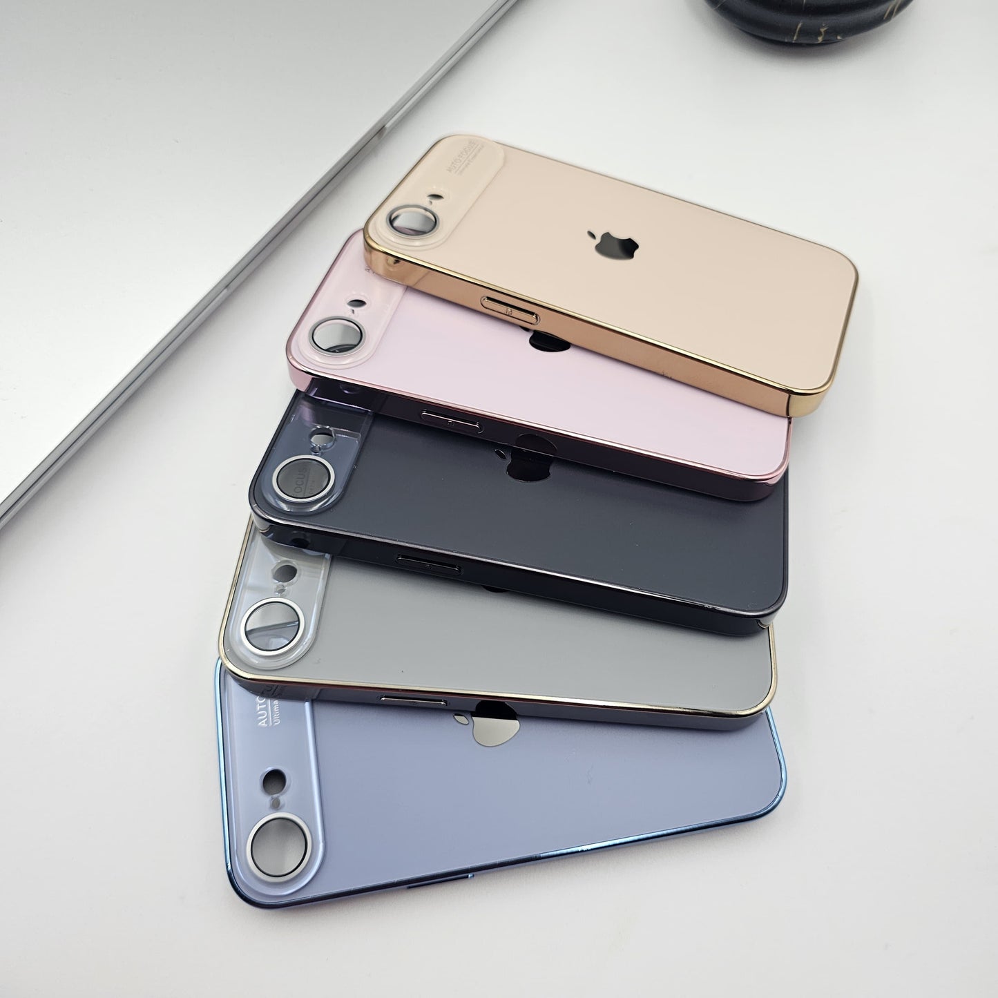 iPhone 16E Luxury Backplane Glass Chromatic Lens Shield Case Cover