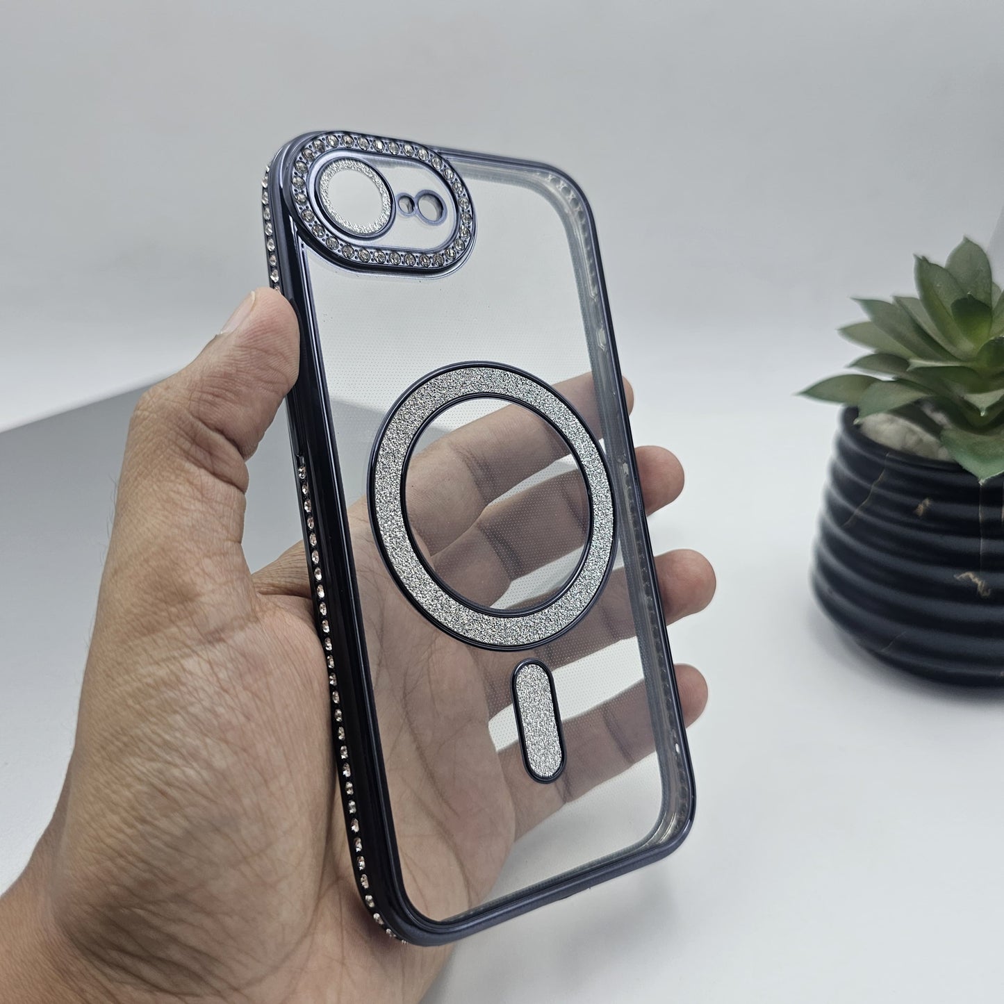 iPhone 16E Luxury Side Diamond Shimmer Magsafe Case