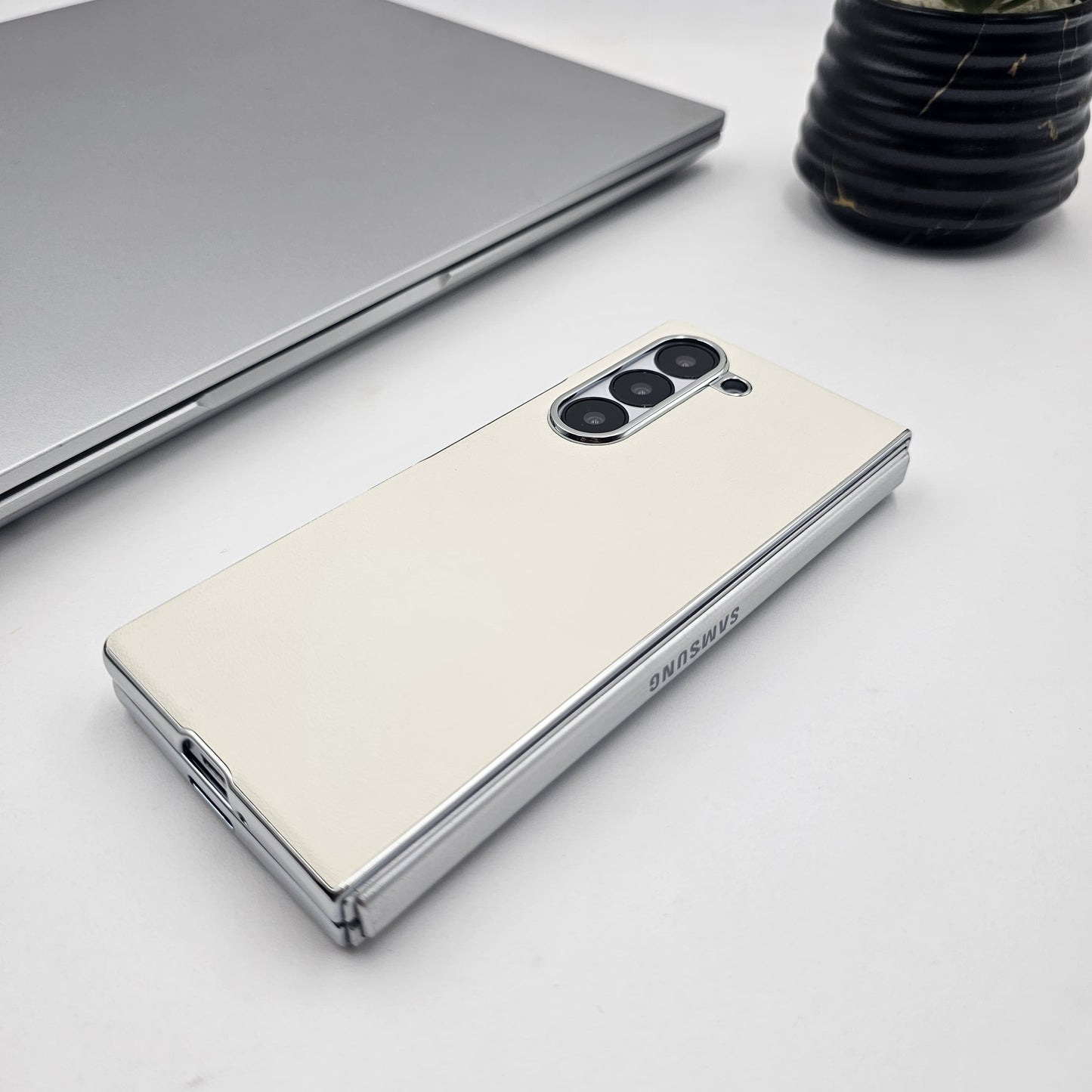 Samsung Galaxy Z Fold 6 Leather Chromeplated Case