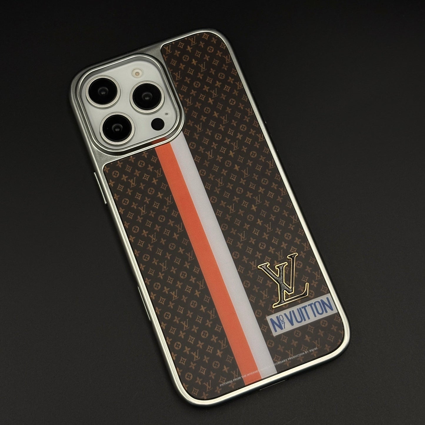 Luxury Fashion Stripe Monogram Metal Style Frame Case Cover for iPhone